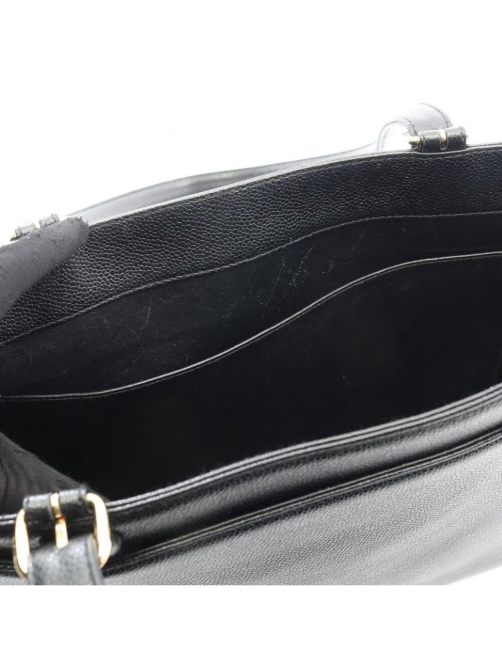 Chanel Tote Bag Black Caviar Leather Turnlock - Picture 6 of 9